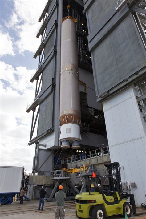 Atlas V First Stage Lifted Vertical At Space Launch Complex 41 For Goes