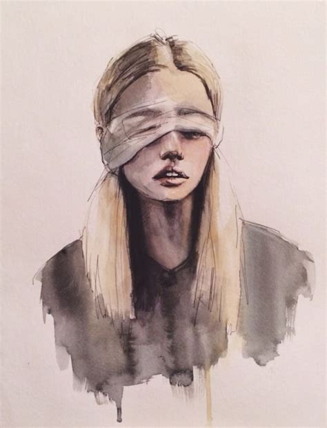 Blindfold By Rachel Nosco Via Behance Watercolor Portraits Watercolor
