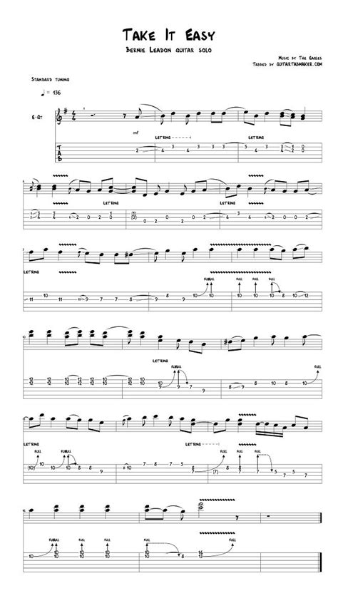 The Eagles Take It Easy Solo Tab Pdf Guitar Tab Guitar Pro Tab