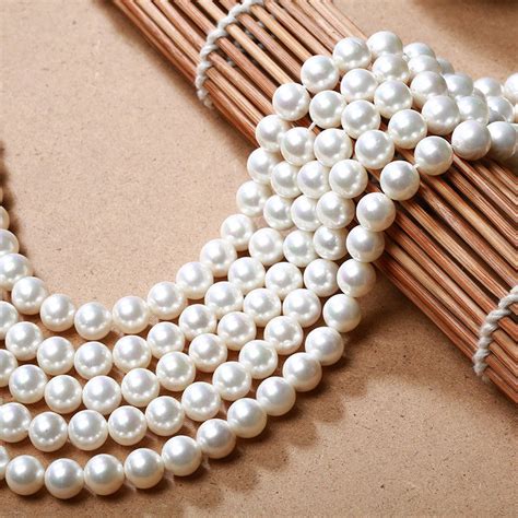 Genuine Mm White South Sea Shell Pearl Round Loose Beads