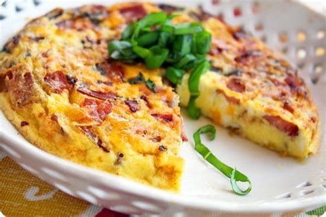Country Frittata With Ham Cheddar And Basil