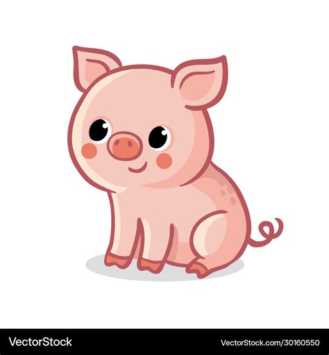 Cute Pig Sitting On A White Background Royalty Free Vector