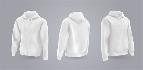 white men s hooded sweatshirt mockup in front back and side view isolated on a gray background