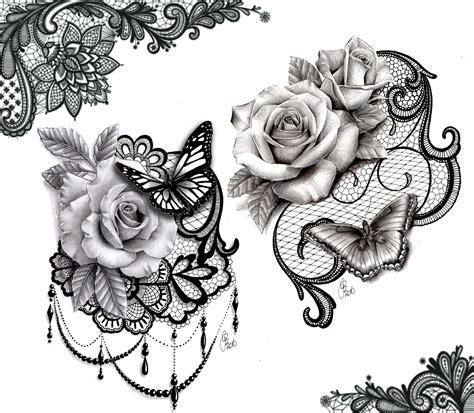 Lace Butterfly Rose Tattoo Design Oberarm Tattoo Frauen Blumen