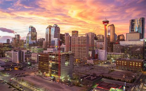 Canada Calgary Alberta City Cityscape Sunset Sky 1920x1200