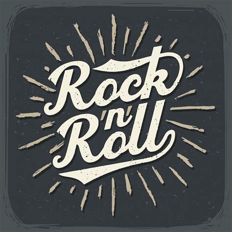Grunge Poster Mit Rocknroll Schriftzug Premium Vektor