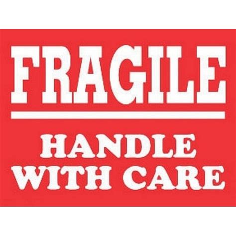 3 X 4 Fragile Handle With Care Labels 500 Per Roll