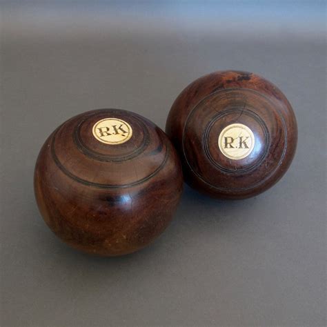 Pair Of Vintage Lawn Bowls From England Lignum Vitae Lawn Bowl