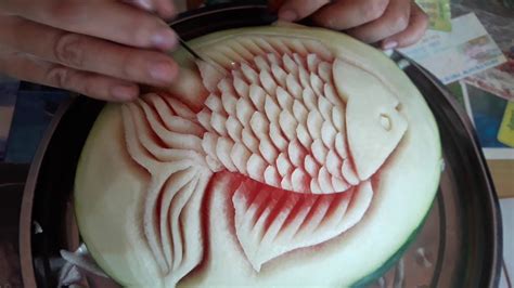 How To Make Simple Fish Ep2fruit Carving Chiangmai Boom Youtube