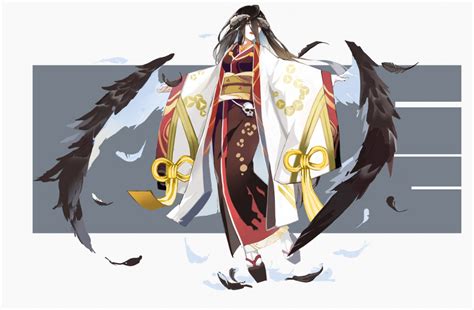 Albedo Blackhair Demon Feathers Horns Japaneseclothes Kimono Long