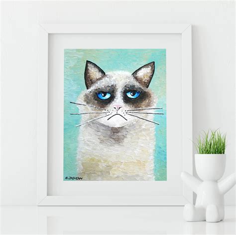 Ragdoll Cat Art Print Cat Poster Whimsical Cat Wall Art Turquoise