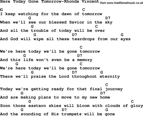 Country Southern And Bluegrass Gospel Song Here Today Gone Tomorrow