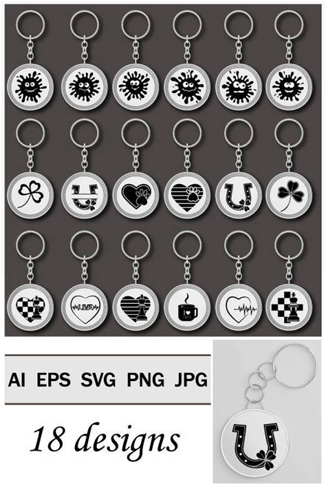 Download Keychain, bundle of 18 SVG designs (1332075) | Monograms | Design Bundles in 2021 | Keychain ...