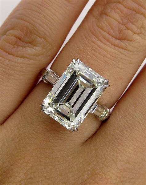 Huge 687ct Emerald Cut Three Stone Diamond Engagement Wedding From