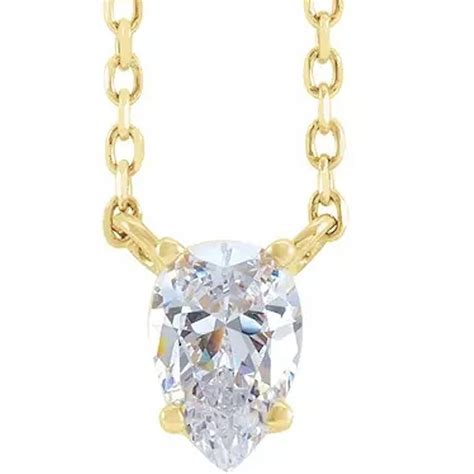 1ct Pear Shape Diamond Solitaire Floating Pendant Yellow Gold Necklace