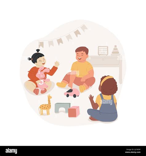 Interacting With Other Children Isolated Cartoon Vector Illustration