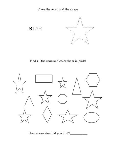 Star Worksheet Shapes Worksheet Kindergarten Preschool Worksheets