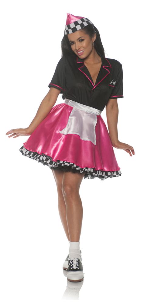 soda pop girl diner retro waitress sock hop fancy dress halloween adult costume costumes