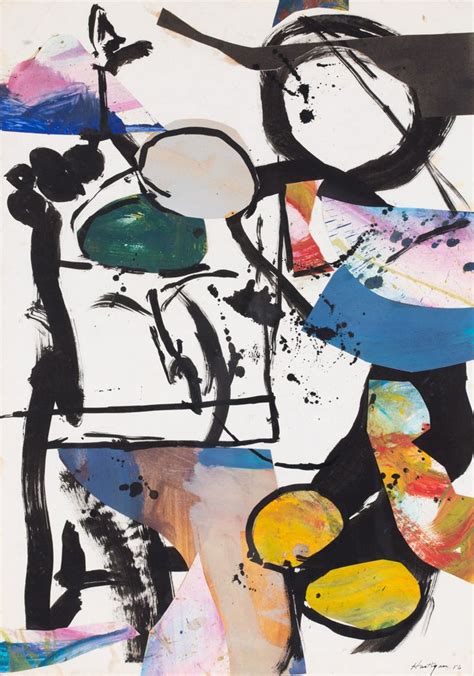 Grace Hartigan Untitled Oil Ink And Collage Abstract