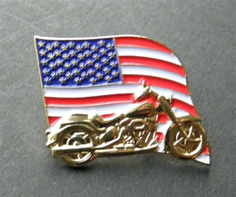 Motorcycle Bike Usa Flag Lapel Pin 125 Inches Biker