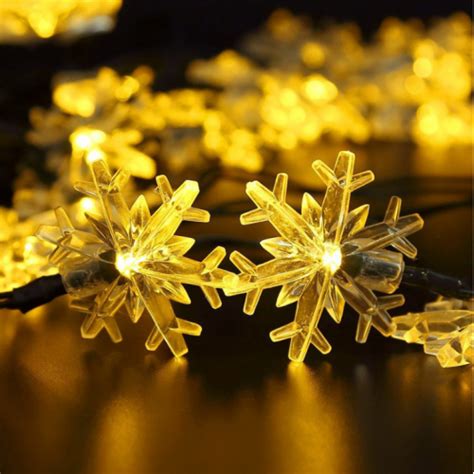Solar Snowflake String Lights Fairy Light For Xmas Tree