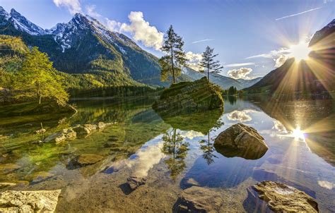 Germany Mountains Lake Scenery Hintersee 8k Wallpaper Download Best