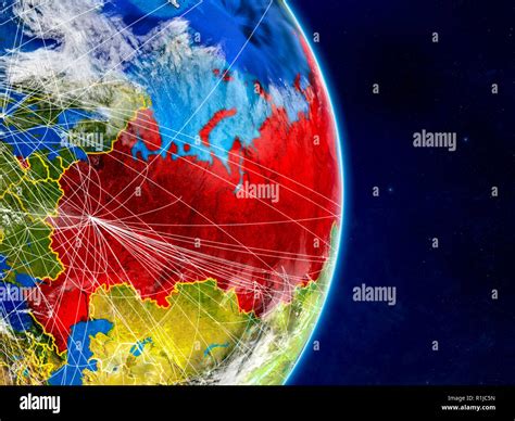 Russia On Planet Earth With Networks Extremely Detailed Planet Surface