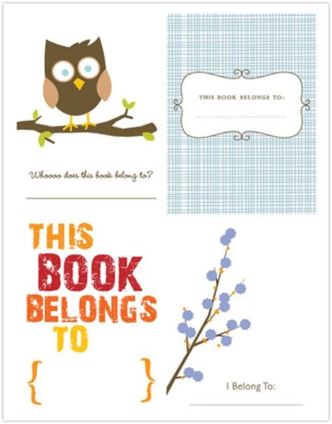 My Owl Barn Freebies Bookplates Thanksgiving Cards Printable Book