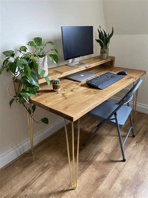 Duddon Rustic Desk With Shelf Riser And Metal Hairpin Etsy Artofit