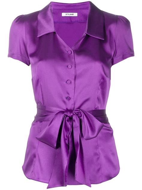 Styland Short Sleeved Blouse In Purple Modesens Blusenschnitte