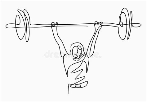 Weightlifter Woman Strong Girl Lifting Big Barbell Isolated Vector
