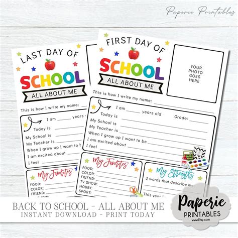 Editable First Day Of School Questionnaire First Day Of Etsy