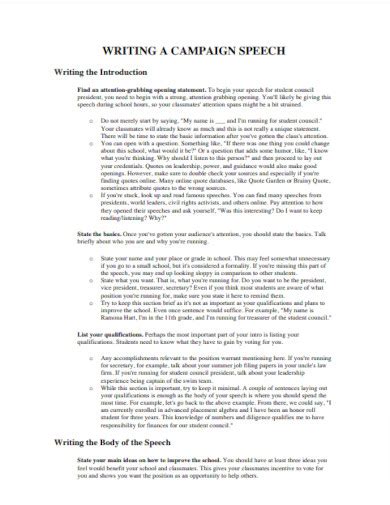 Election Speech Examples PDF Examples