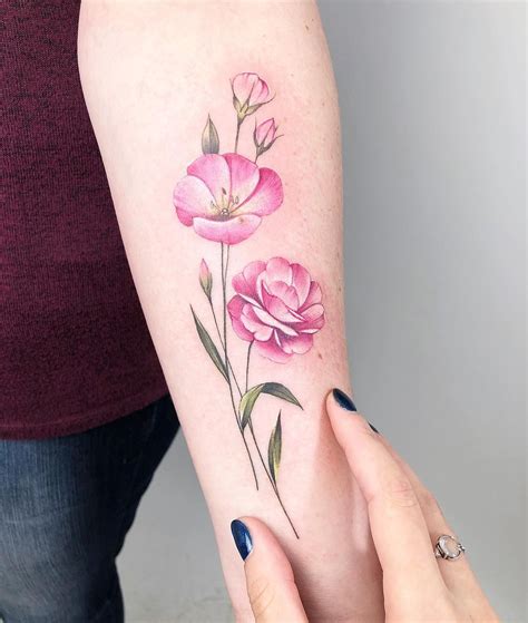 Delicate Pink Flower Tattoo Pink Flower Tattoos Plant Tattoo Flower