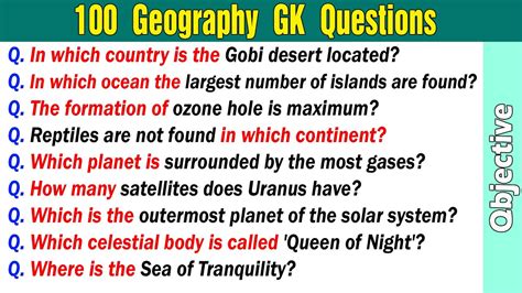 100 Geography Gk Questions And Answers In English Geography General