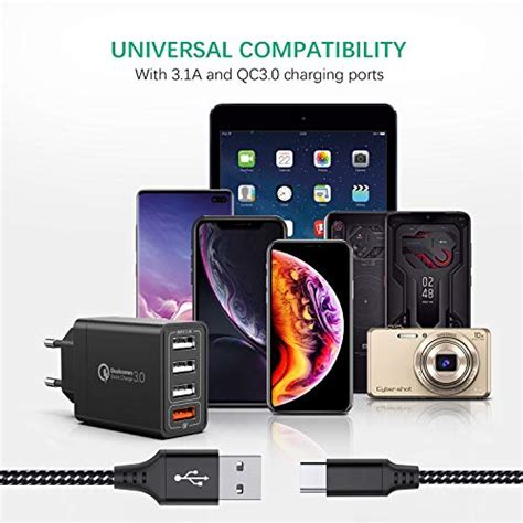 Joomfeen Caricatore Usb Con Cavo Usb Type C Da Muro Quick Charger 30