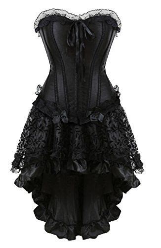 Grebrafan Medieval Corsets For Women Halloween With Fluffy Pleated Layered Tutu Skirt Gothic