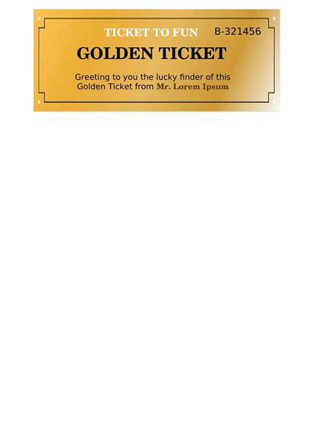 Free Printable Golden Ticket Templates Word Pdf Editable