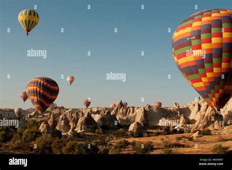 Turkey Cappadocia Balloons Over Cappadocia Stock Photo Alamy