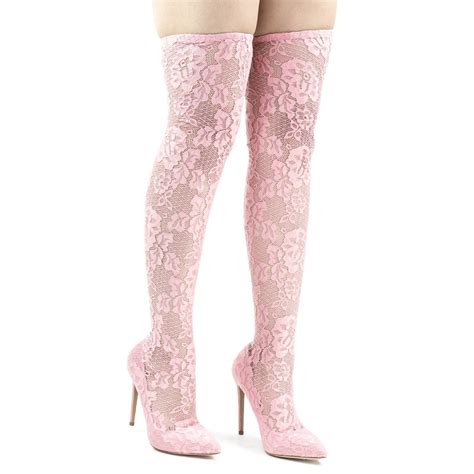 Fall In Love With These Exquisite Dress Pump With Knee High Floral Lace