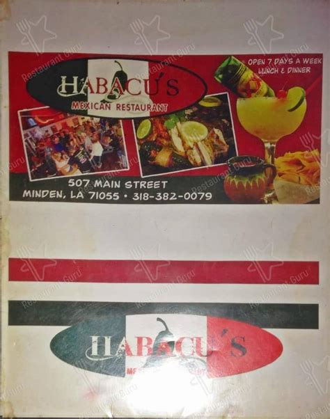 Menu At Habacus Restaurant Minden 507 Main St