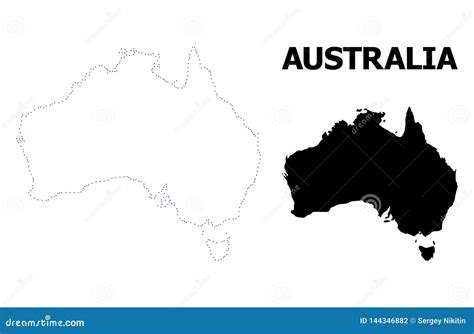 Vector Contour Dotted Map Of Australia With Caption Stock Vector
