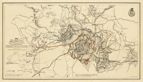 Vintage Map Of Atlanta Old Map Illustrating The Siege Of Etsy