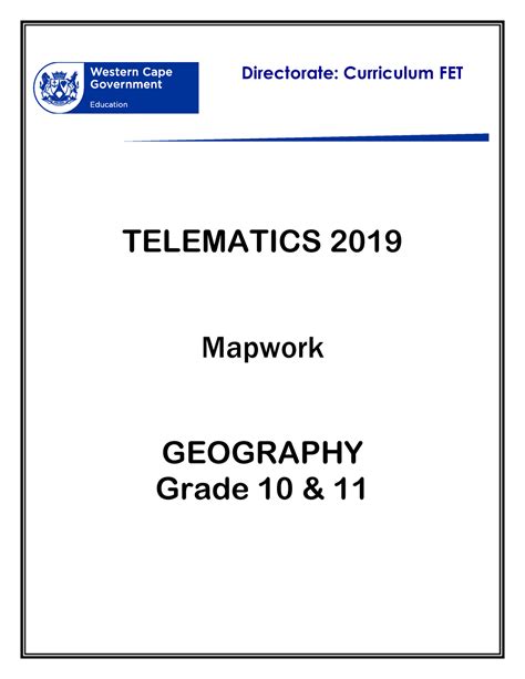 Geography Grade Mapwork Notes Directorate Curriculum FET TELEMATICS Mapwork