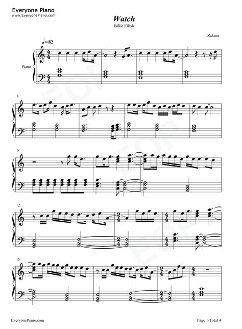 Billie Eilish Watch Sheet Music Notes Chords Download Printable Piano