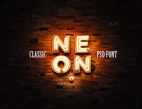 3d Neon Psd Font Classic Version Behance