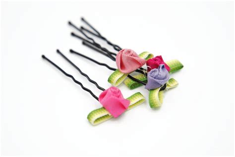 Floral Hair Pin Pink Flower Hair Pin Pink Rose Hair Pin Etsy