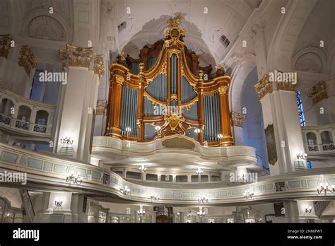 Pipe Organ At St Michael Church Interior Hamburg Germany Stock