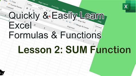 Excel Formulas And Functions Intro Learn The Sum Function And Autosum Lesson 2 Of 4 Youtube