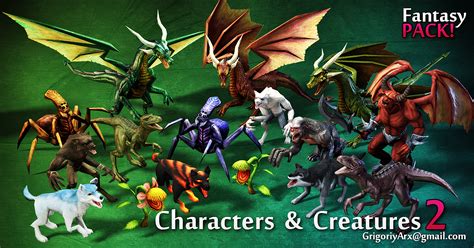 Fantasy Characters And Creatures Pack 2 3d Creatures Unity Asset Store